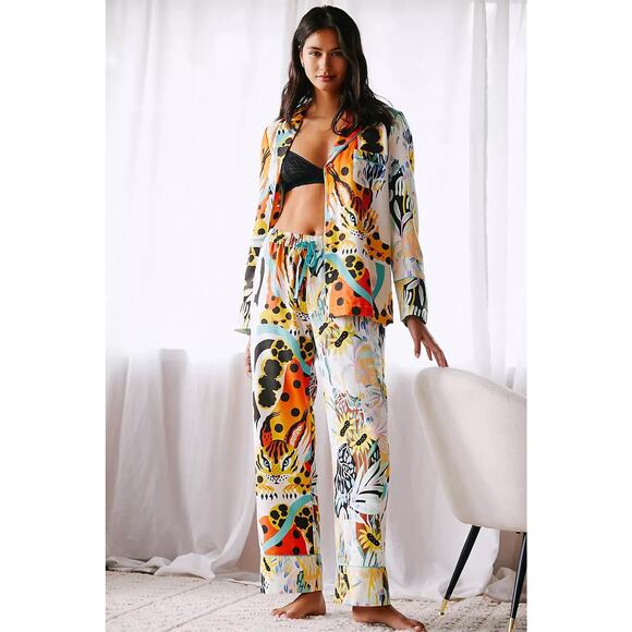 Marcos Navarro x Anthropologie Jungle Safari Flannel Sleep PJ Pants Tiger Medium - Picture 11 of 11